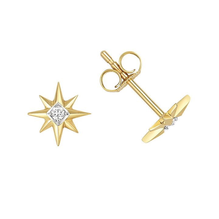 9ct Gold Diamond Star Earrings