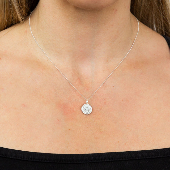 Sterling Silver Angel Wings Disc Pendant