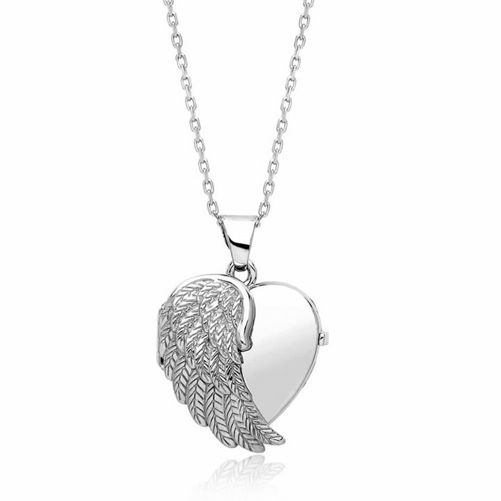 Sterling Silver Angel Wing Heart Locket