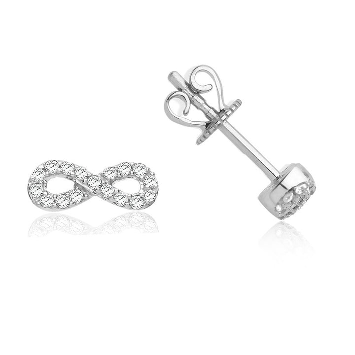 9ct White Gold 0.15ct Diamond Infinity Stud Earrings
