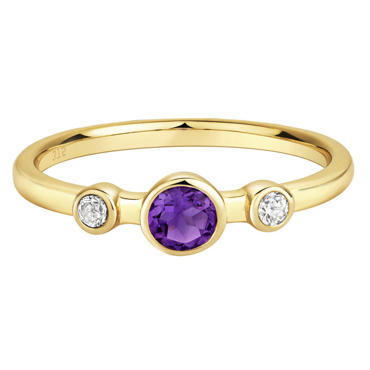 9ct Gold Amethyst & Diamond Orbit Stack Ring