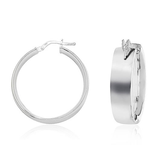 Sterling Silver Wide Hoop Earrings