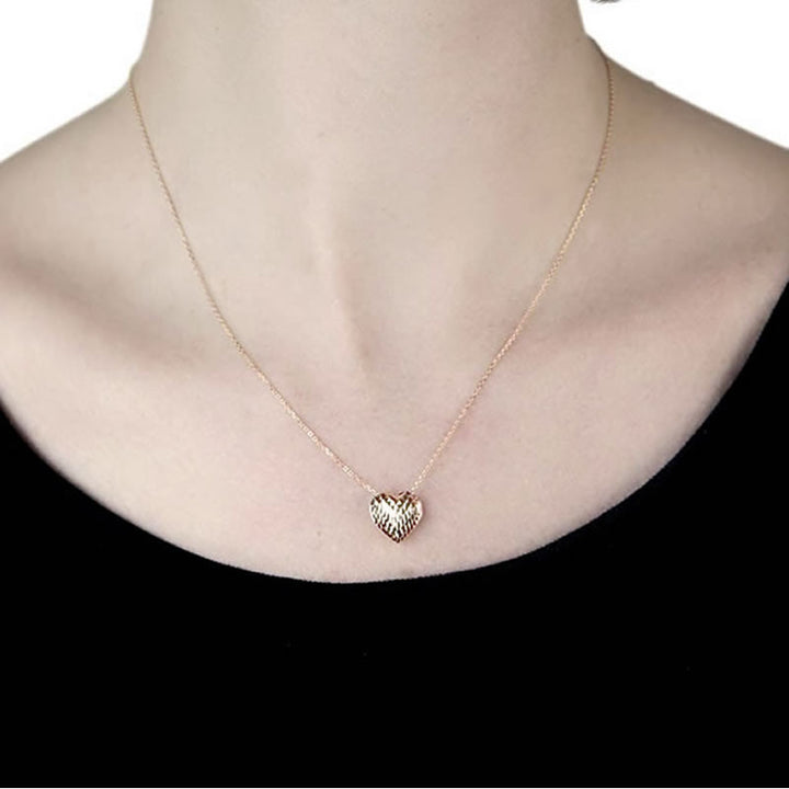 9ct Rose Gold Diamond Cut Heart Slider Necklace