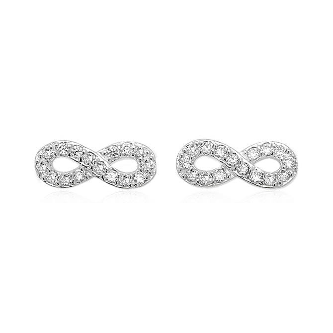 Sterling Silver Cubic Zirconia Infinity Stud Earrings