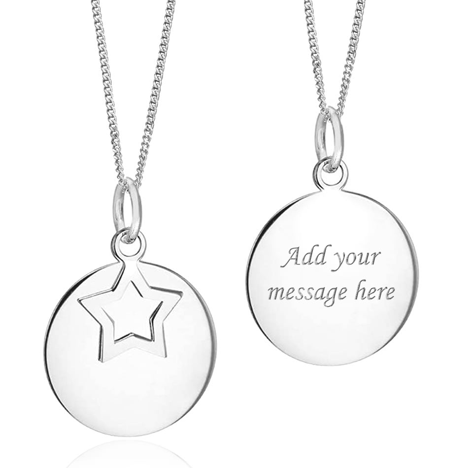Sterling Silver Personalised Star & Disc Pendant