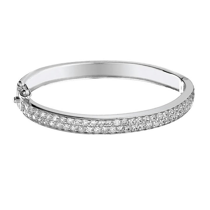 Silver Two Row Cubic Zirconia Baby Bangle