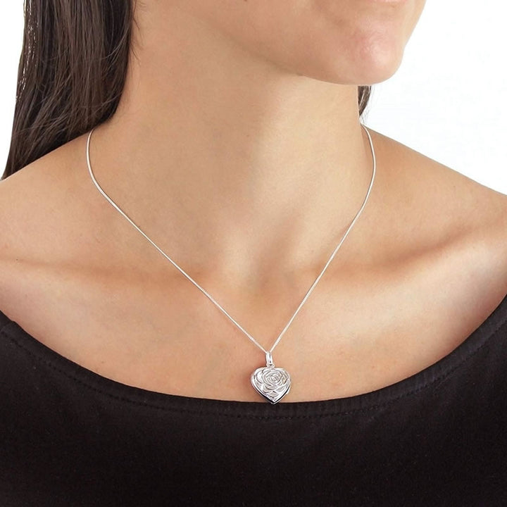 Sterling Silver Cut-Out Rose Heart Locket