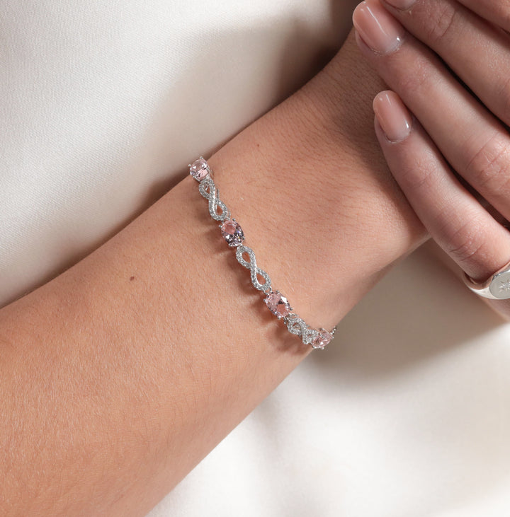Sterling Silver Pink Stone Forever Infinity Bracelet
