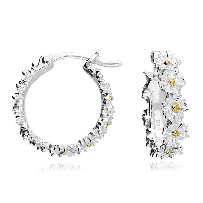 Sterling Silver Daisy Chain Hoop Earrings