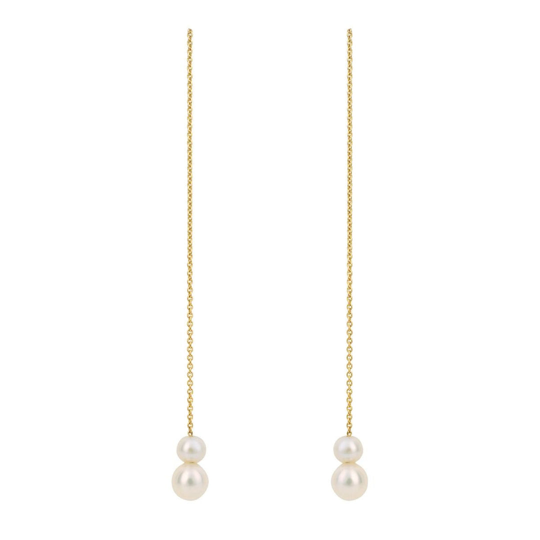 9ct Gold Pearl Pull Through Drop Earrings