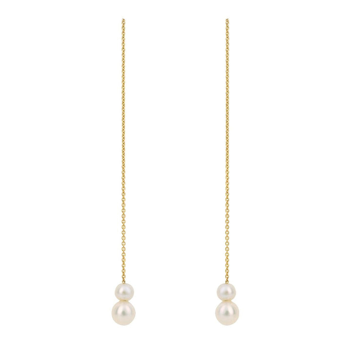 9ct Gold Pearl Pull Through Drop Earrings