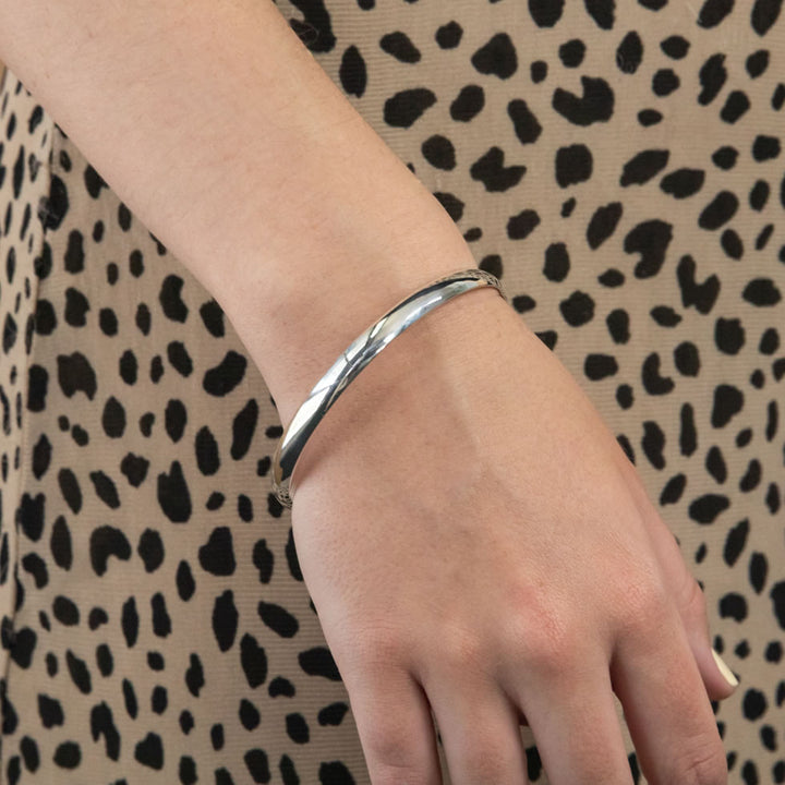 Sterling Silver Solid Bangle 6mm