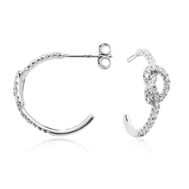 Silver Cubic Zirconia Infinity Knot Hoop Earrings