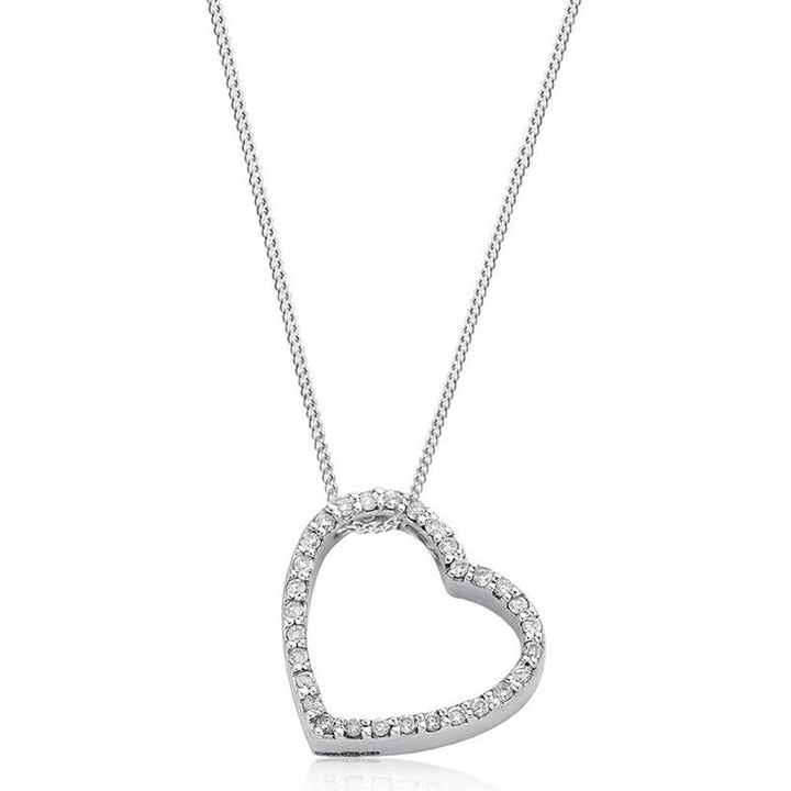 9ct White Gold 0.32ct Diamond Heart Pendant