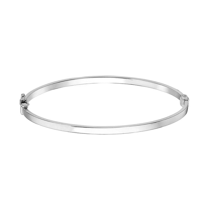 9ct White Gold Plain Oval Hinged Bangle