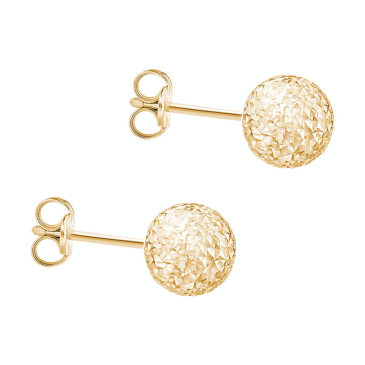 9ct Gold Diamond Cut Ball Stud Earrings 8mm
