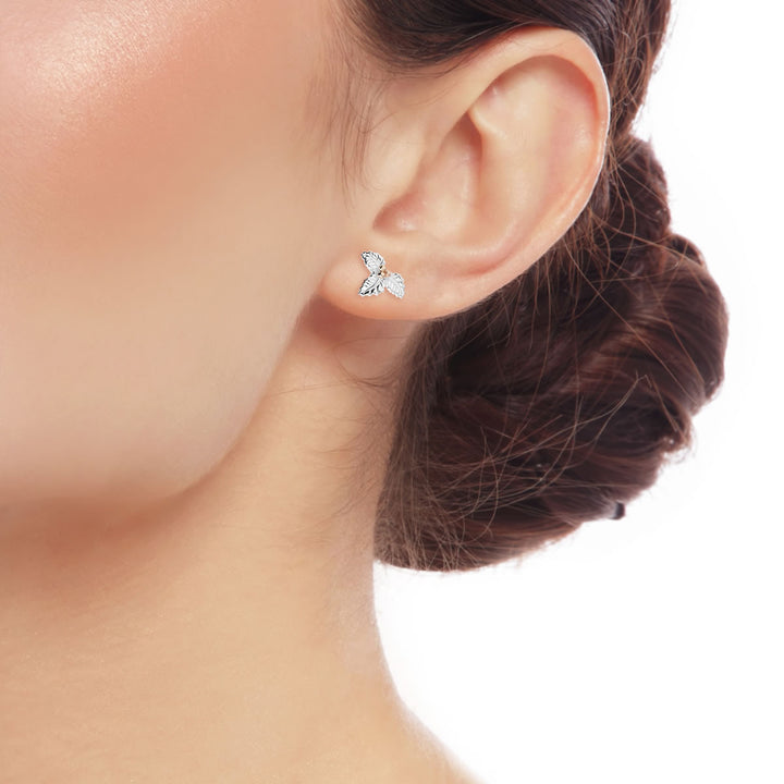 Sterling Silver December Birth Flower Holly Stud Earrings