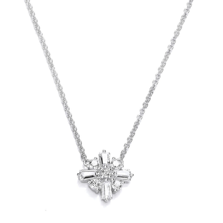 Silver Baguette Cubic Zirconia Iris Necklace
