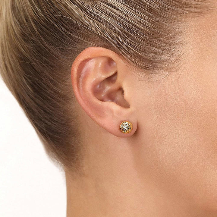 9ct Gold Diamond Cut Ball Stud Earrings 8mm