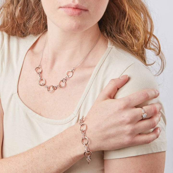 Silver & Rose Gold Circle Link Necklace