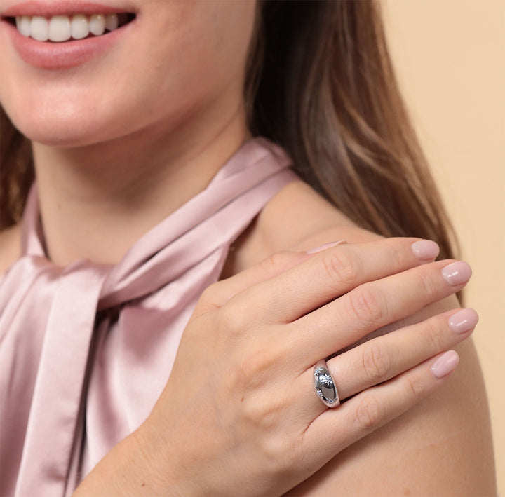 Sterling Silver Sparkling Star Dome Ring