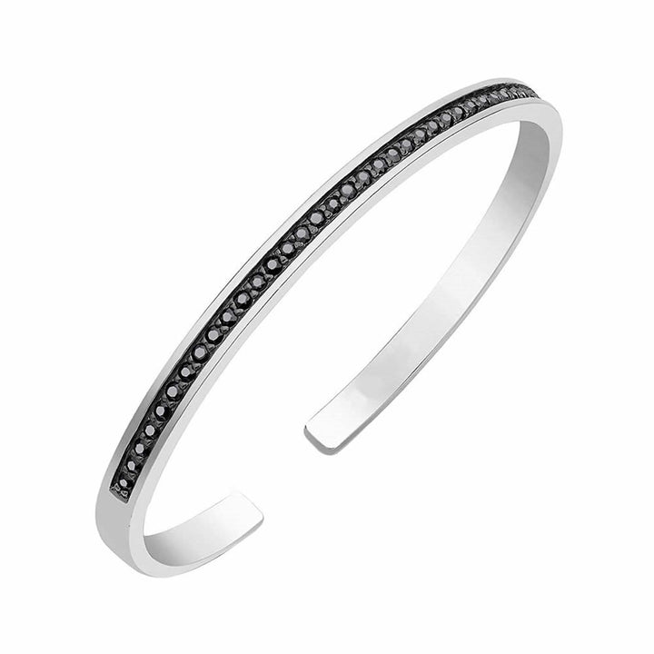 Men's Sterling Silver Black Sapphire Bangle
