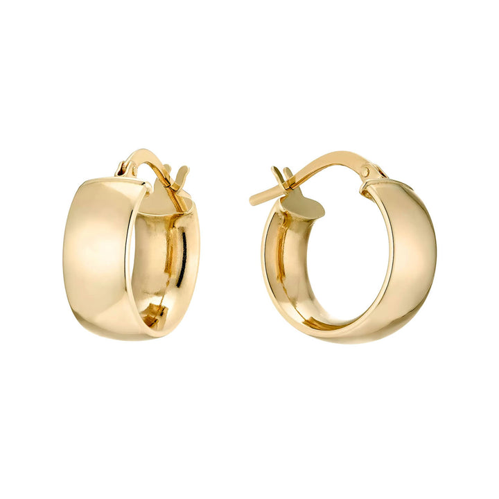 9ct Gold Small Wide Hoop Earrings