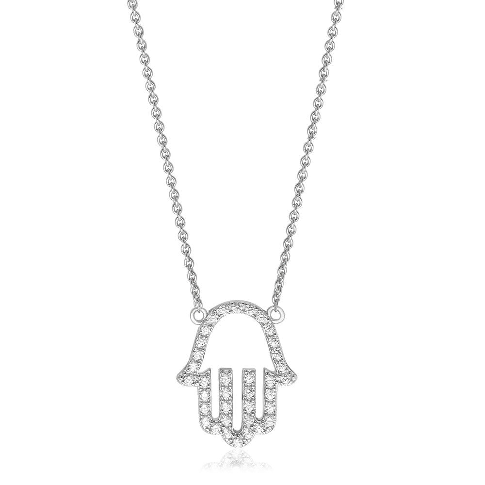 Silver Hamsa Hand of Protection Necklace