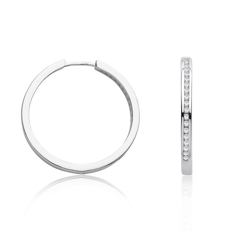9ct White Gold 0.27ct Diamond Hoop Earrings