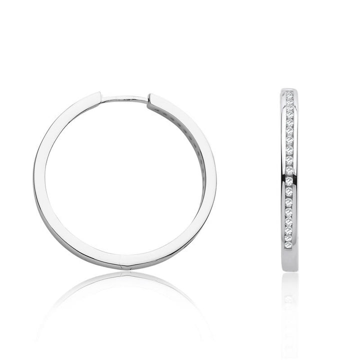 9ct White Gold 0.27ct Diamond Hoop Earrings