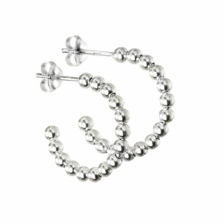 Sterling Silver Beaded Hoop Earrings