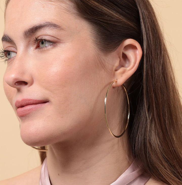 9ct Gold Extra Large Sleeper Hoop Earrings 65mm