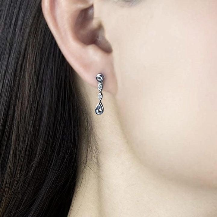 9ct White Gold Aquamarine & Diamond Drop Earrings