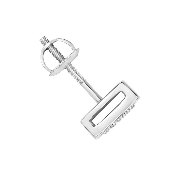 Men's 9ct White Gold Diamond Square Stud Earring