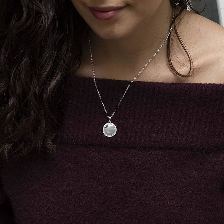 Sterling Silver Personalised Halo Disc Necklace