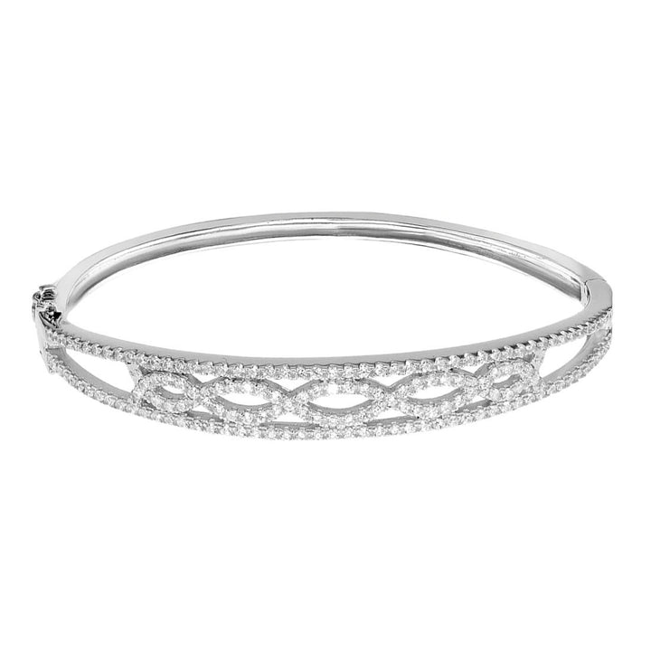 Sterling Silver Cubic Zirconia Elliptic Bangle