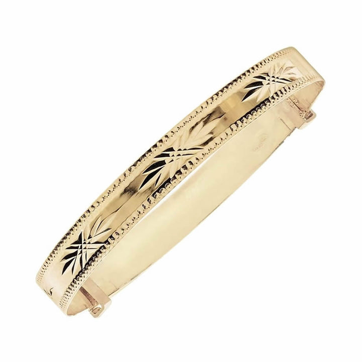 9ct Gold Diamond Cut Expandable Baby Bangle