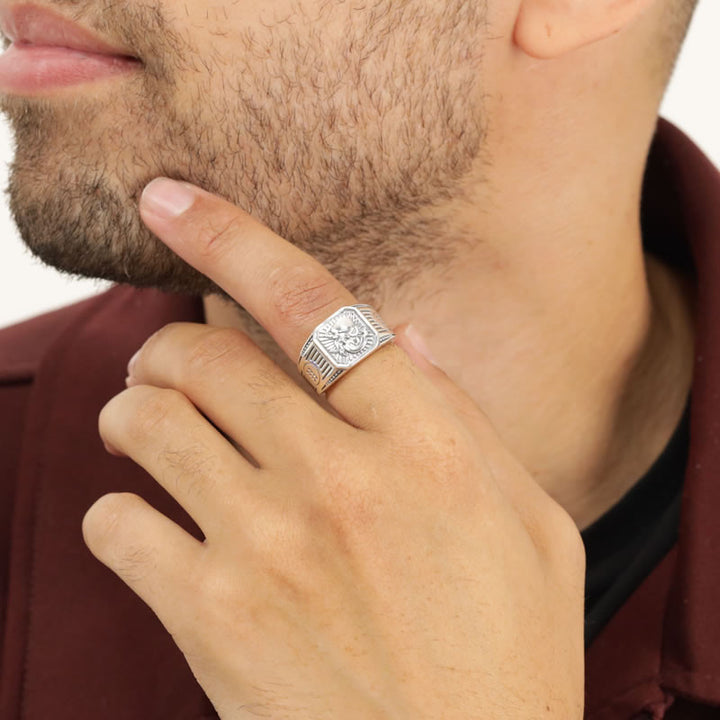 Men's Sterling Silver Aquarius Signet Ring