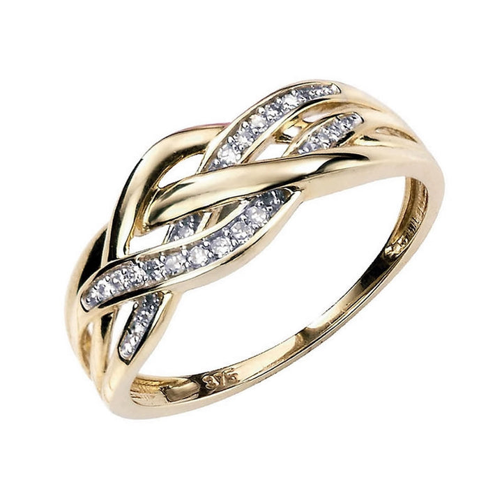 9ct Gold Diamond Crossover Ring