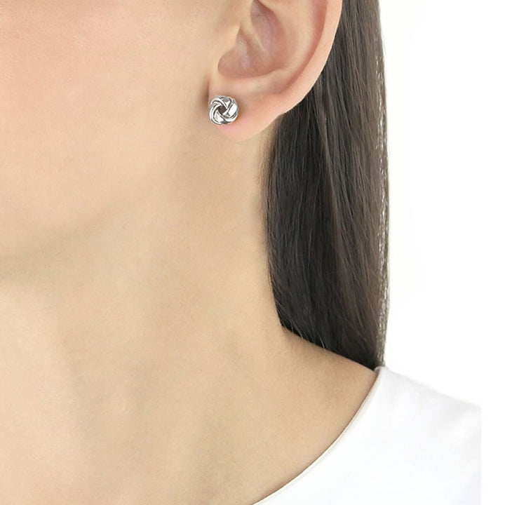 9ct White Gold Knot Stud Earrings