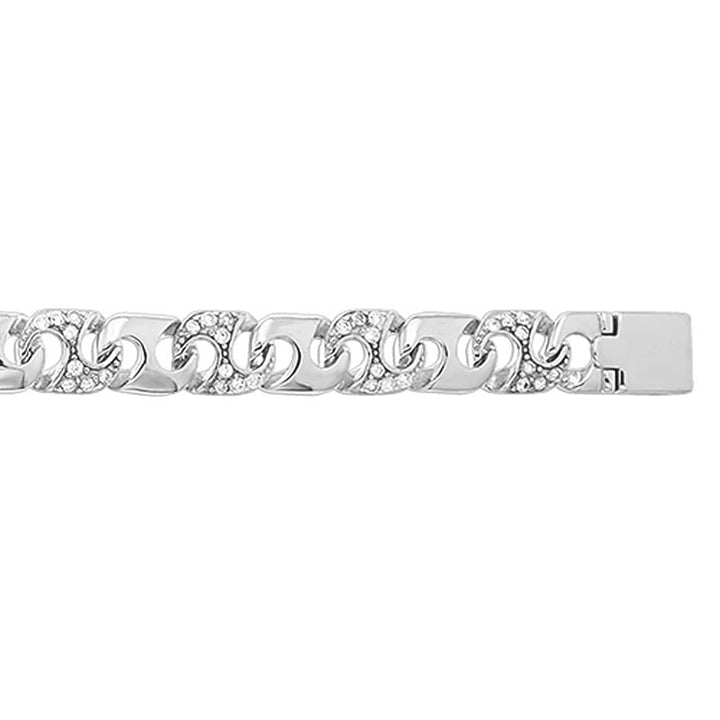 Men's Sterling Silver Stone Set Link Bracelet