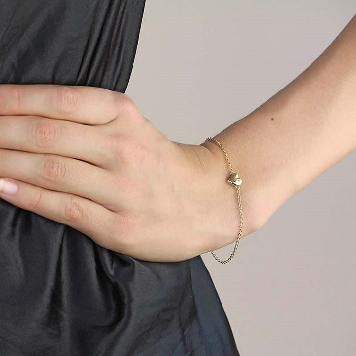 9ct Gold Diamond Heart Motif Bracelet