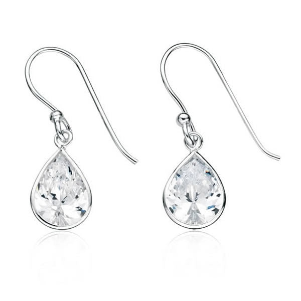 Sterling Silver Cubic Zirconia Teardrop Earrings