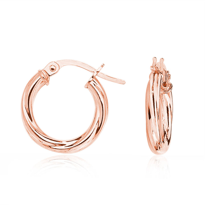 9ct Rose Gold Small Twist Hoop Earrings