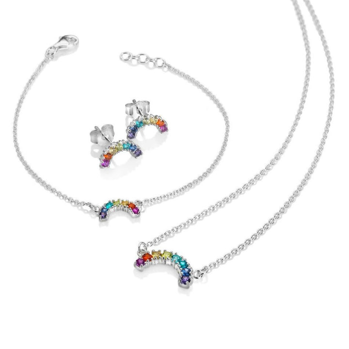 Sterling Silver Rainbow Stud Earrings