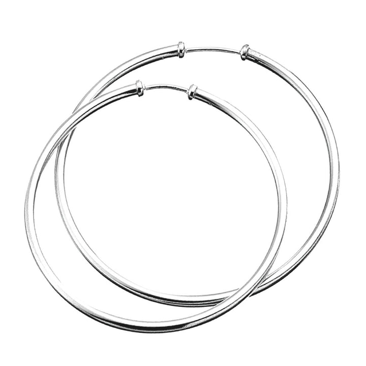 Sterling Silver Large Capped Hoop Earrings 50mm