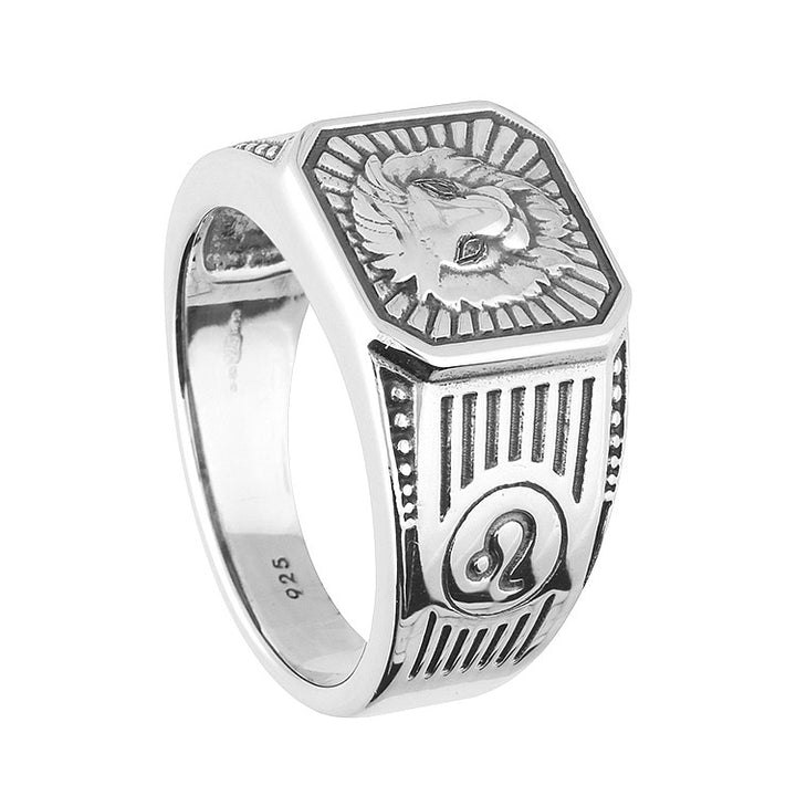 Men's Sterling Silver Leo Signet Ring