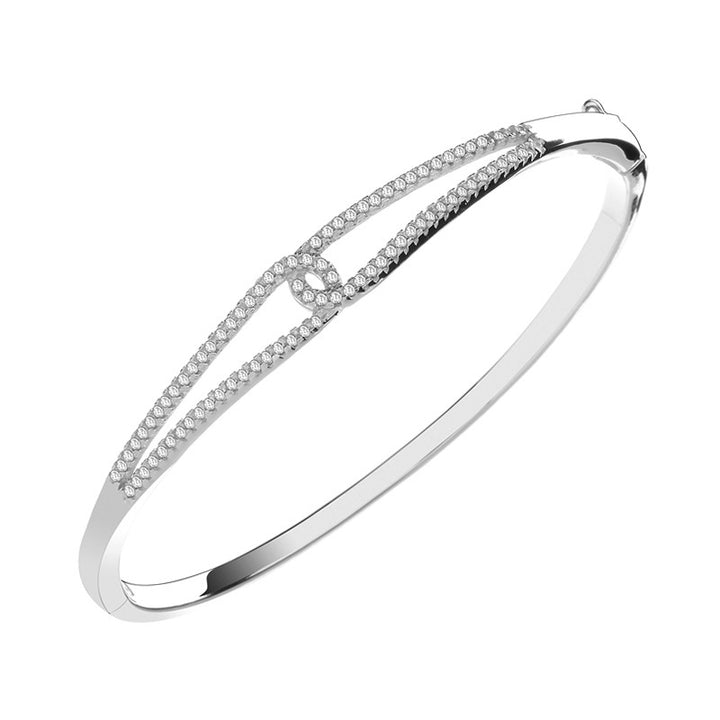 Sterling Silver Cubic Zirconia Interlinked Bangle