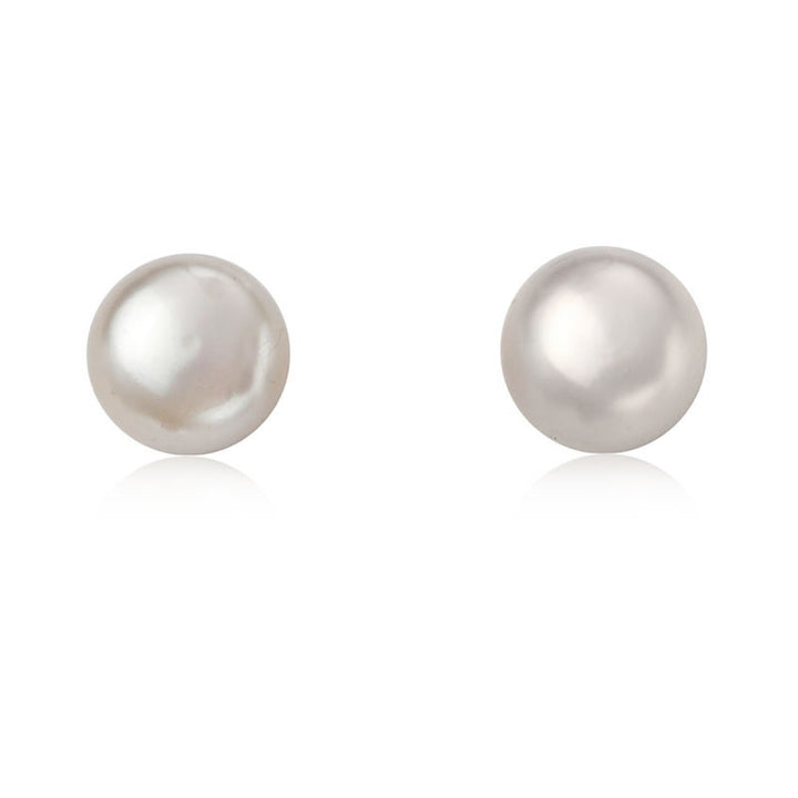 Silver Freshwater Pearl Stud Earrings 10mm