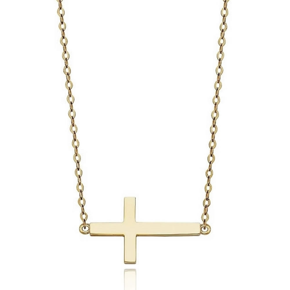 9ct Gold Sideways Cross Necklace